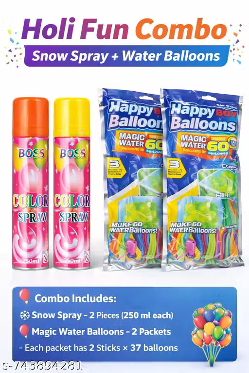 Holi Snow Spray with Water Balloons | Kids Holi Fun Combo