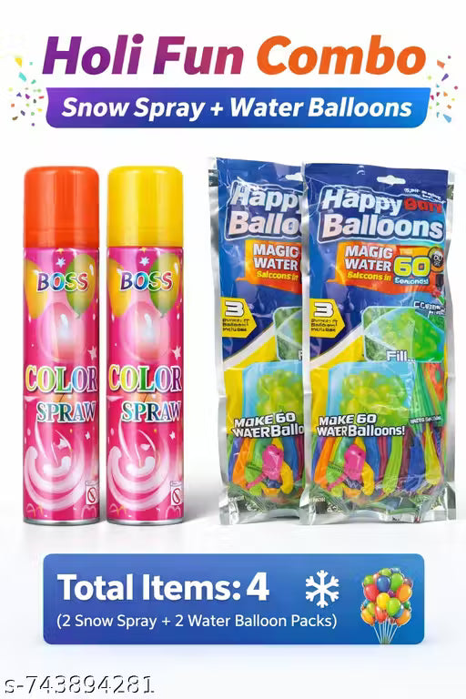 Holi Snow Spray with Water Balloons | Kids Holi Fun Combo